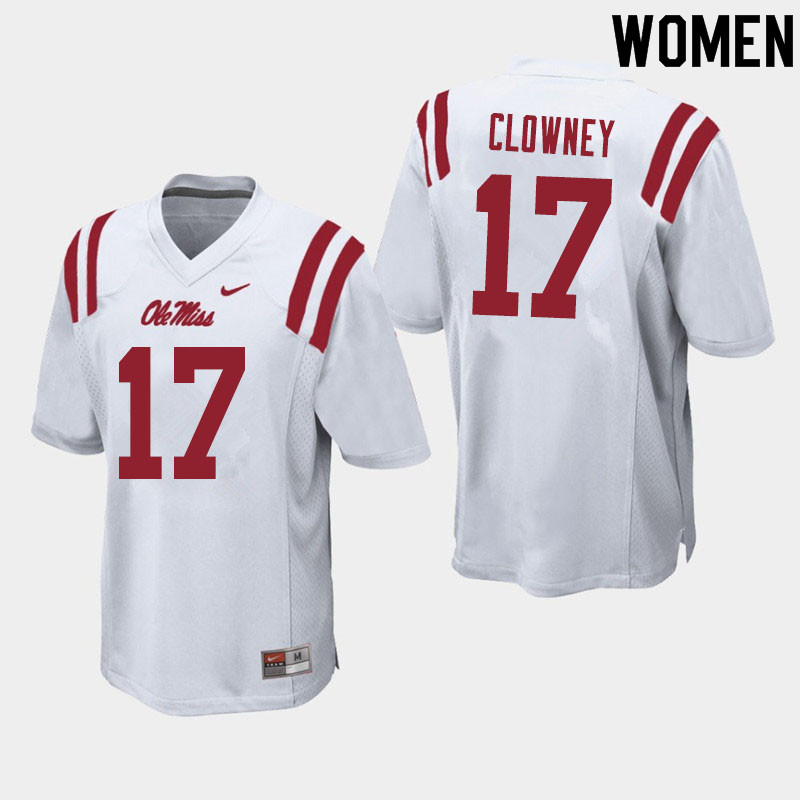 Demon Clowney Ole Miss Rebels NCAA Women's White #17 Stitched Limited College Football Jersey NAX0458LY